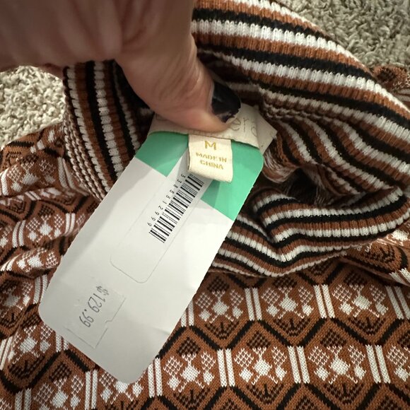 NWT etcetera Turtleneck Sz M Brown Black White Sweater A283 - Picture 6 of 7